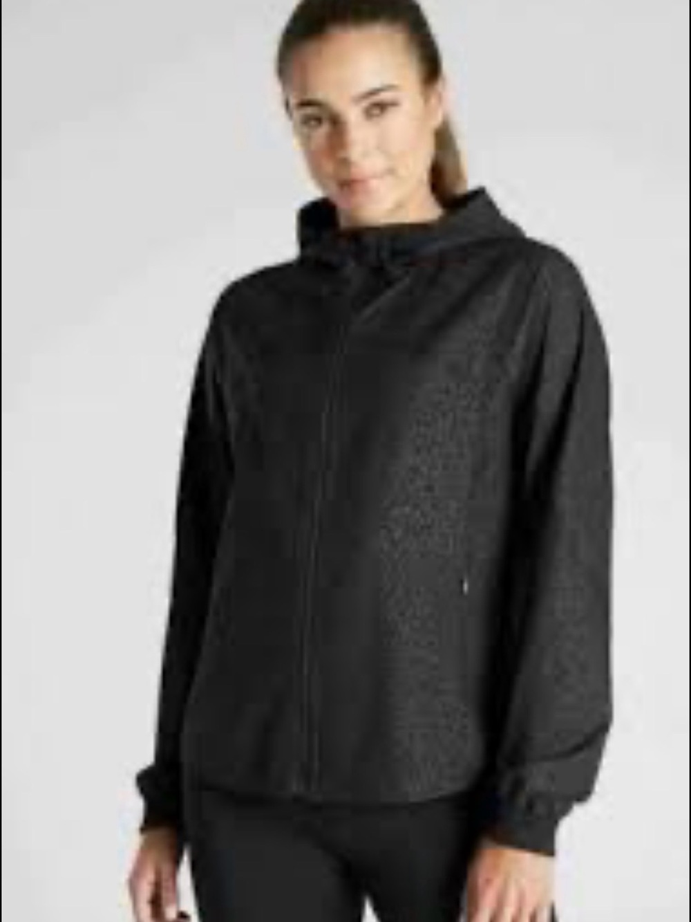 Athleta Racer Running Free Black Hooded Zip-Front Utility Jacket